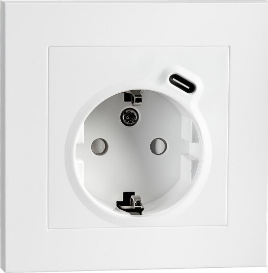 SG Stikk Innfelt Enkel M/j + USB-C-lader Hvit