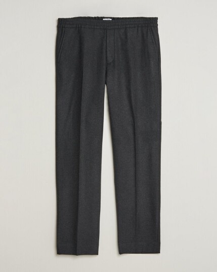 Filippa K Theo Relaxed Flannel Trousers Anthracite Melange