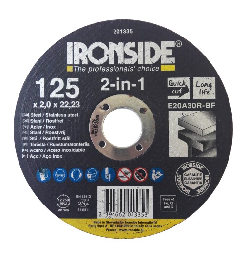 Ironside 201335 Kappeskive 125 mm F41 E20A 2in1 125 x 2,0 x 22 mm Maskintilbehør & forbruk