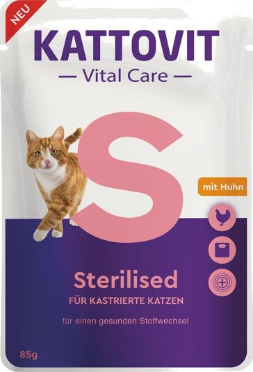 Kattovit Vital Care Våtfôr Sterilised Pouches Med Kylling 6 X 85 G