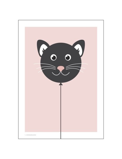 Poster & Frame Ballongdyr Katt Multi Patterned 50x70cm
