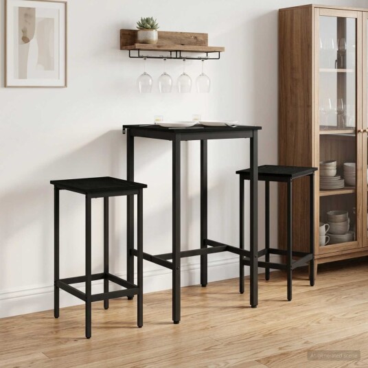 vidaXL Barstol 2 stk. Svart eik 40 x 32 x 64 cm Konstruert tre vidaXL Barstol 2 stk. Svart eik 40 x 32 x 64 cm Konstruert tre