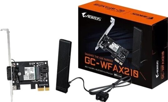 Gigabyte GC-WBAX210 Nettverksadapter WiFi 6E Bluetooth PCIe GC-WFAX210