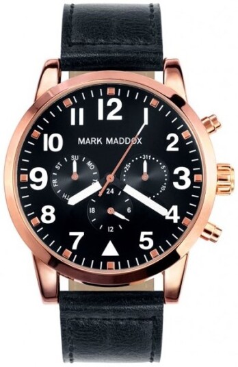 Mark Maddox Herreklokke HC3004 54 Classic Sort/Lær Ø45 mm