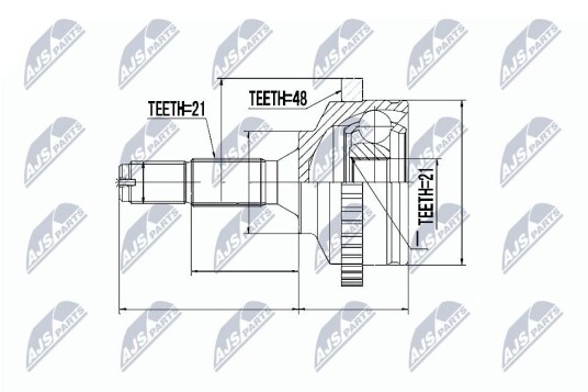 Nty Drivknute drivaksel NTY NPZ PE 017 Nty Drivknute drivaksel NTY NPZ PE 017