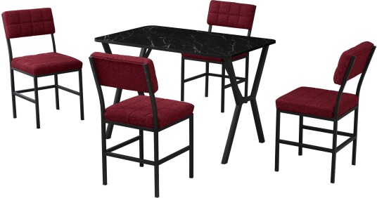 Stedum spisegruppe bord 110 cm + 4 stoler - Vinrød og Svart