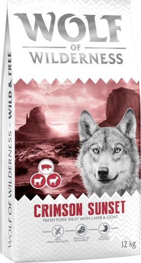 Wolf Of Wilderness Tørrfôr Crimson Sunset & Geit Kornfri Ny Oppskrift Lam 12 kg