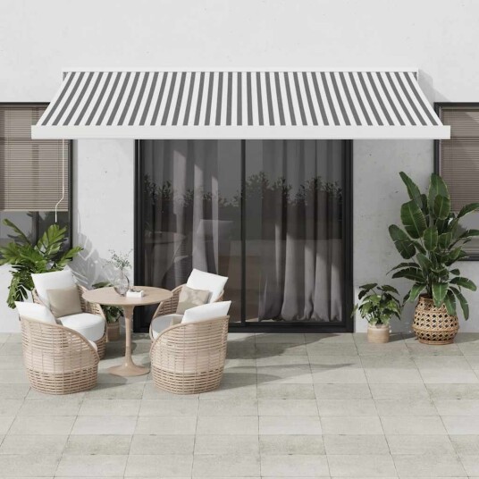  Uttrekkbar markise antrasitt og hvit 4x3 m stoff og aluminium 3216125