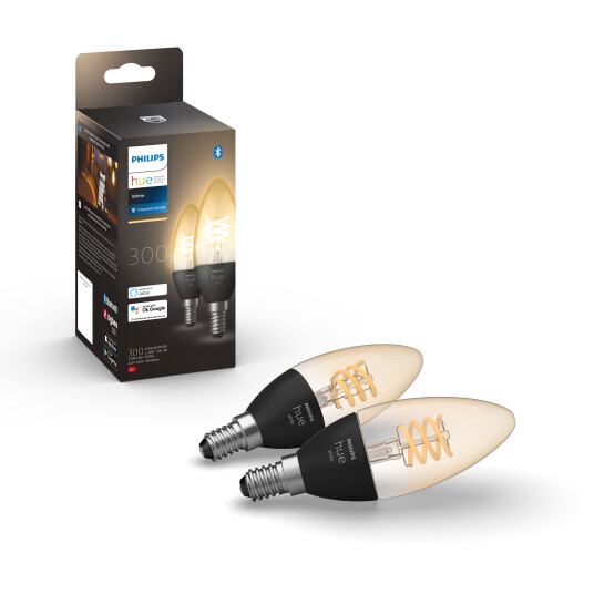 Philips Hue W Lyskilde 4.5W Filament Candle E14 2pk - 60533 Philips Hue W Lyskilde 4.5W Filament Candle E14 2pk - 60533