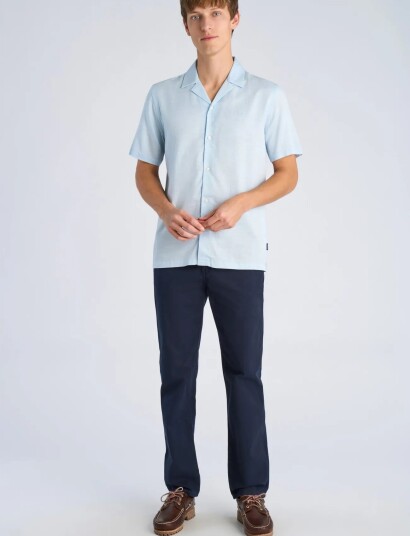 Lindbergh Cotton / Lyocell Blend Resort Shirt Blue S