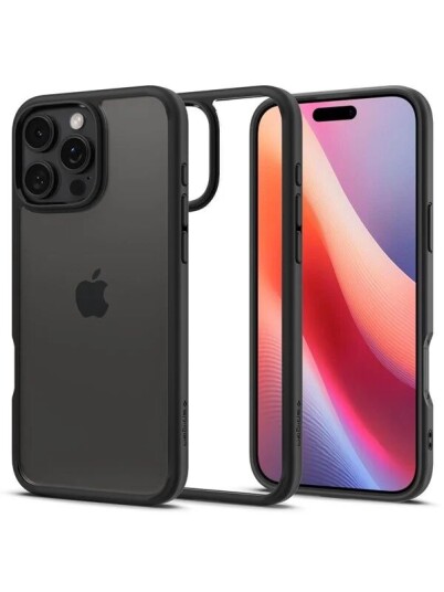 Spigen Ultra Hybrid Matte sort mobildeksel for iPhone 16 Pro Max