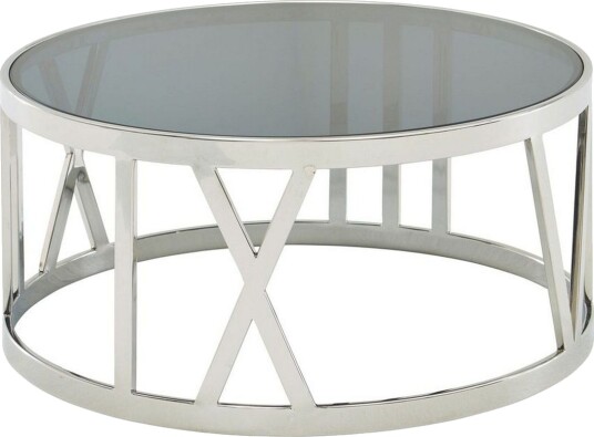 Sofabord Wohnling Rund 60 cm Sikkerhetsglass Romertall Krom Moderne  