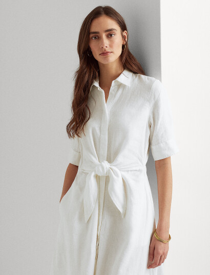 Lauren Ralph Lauren Linen Shirtdress - White - 46