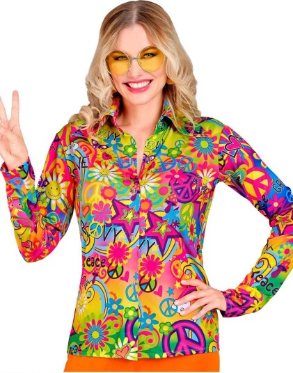 Groovy Hippie Kostymeskjorte til Dame Groovy Hippie Kostymeskjorte til Dame