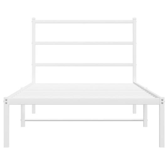 vidaXL Sengeramme i metall med hodegavl hvit 100x190 cm 8721012303058
