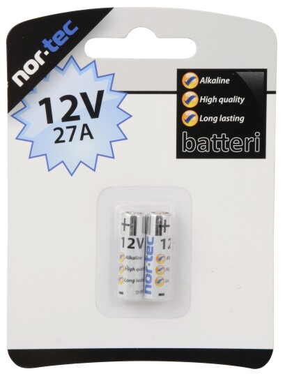 BATTERI ALKALINE 27A 12V 2STK