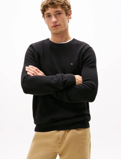 Tommy Hilfiger Essential Structure Crew Neck - Black - XL