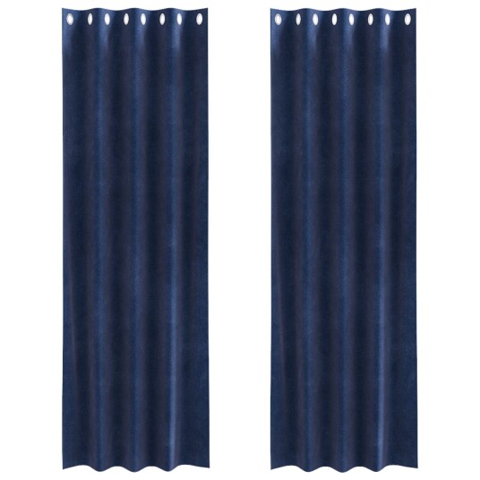 Gardiner med gardiner 2 pcs Mørkblå 140 x 260 cm Fløyel Gardiner med gardiner 2 pcs Mørkblå 140 x 260 cm Fløyel