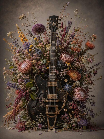 Plakat   Gitar Blomsteroppsats