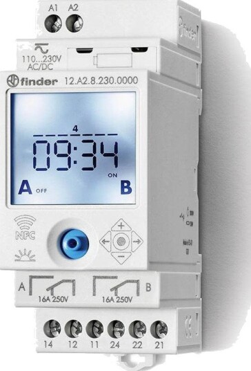 Finder 12A282300000 Koblingsur 16A, 110…230Vac/Dc