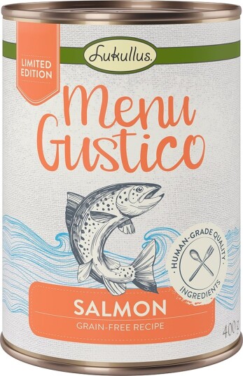 Lukullus Våtfôr Menu Gustico Laks Med Gulrot Lusern Og Spinat 6 X 400 G