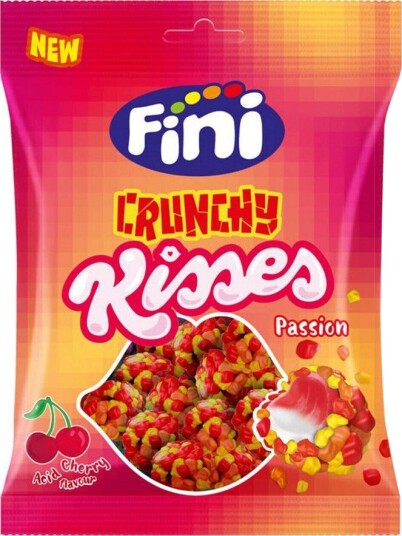 Fini Crunchy Kisses Cherry Passion Skumgodteri med Kirsebærsmak 75g Fini Crunchy Kisses Cherry Passion Skumgodteri med Kirsebærsmak 75g