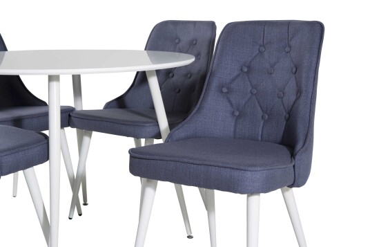 Venture Design Plaza & Velvet spisegruppe Hvit/blå 4 st stoler & bord 100 cm