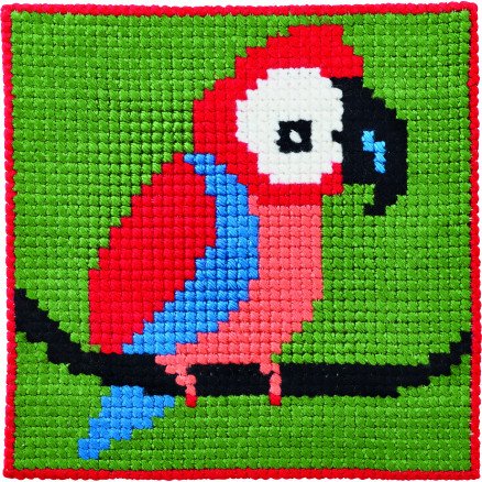 Permin Broderisett for barn Straw Ara 25x25cm