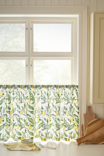 Ellos Home Gardinkappe / kafégardin Jennie Lemon Gul