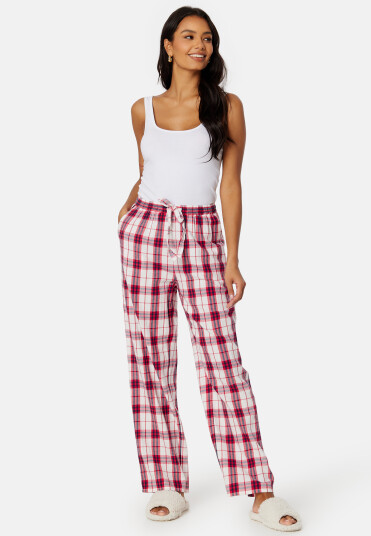BUBBLEROOM Naya Flannel Pants Dark red / Checked 34