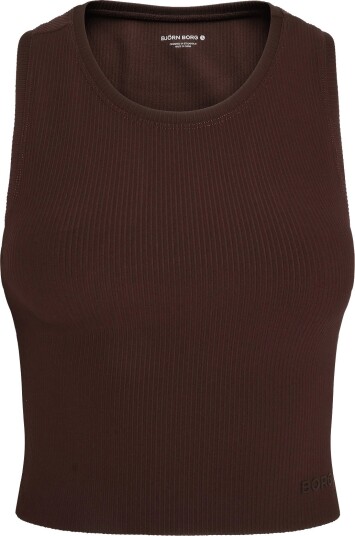 Björn Borg Studio Ribbed Cropped Tank Top   COFFEE BEAN   XL