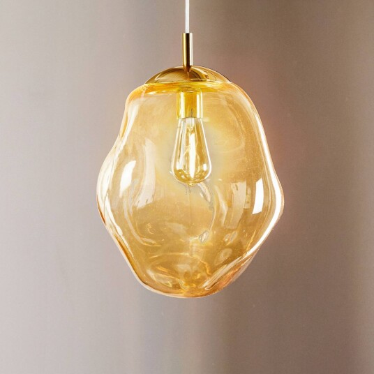 TK Lighting Sol pendellampe i glass Ø 35cm svart/amber