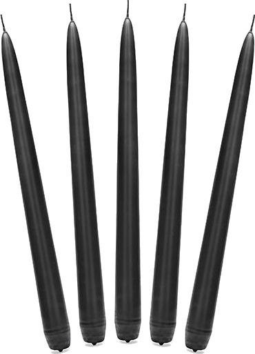 10 stk Svarte Kronelys 24 cm