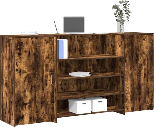 Resepsjonspult røkt eik 200x50x103,5 cm konstruert tre