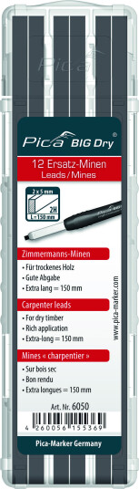 Pica 6050 2H Blyantrefill for Håndverktøy - 12 stk