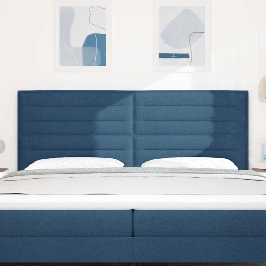 Sengegavl Linjer Design Blå 200 cm Stoff