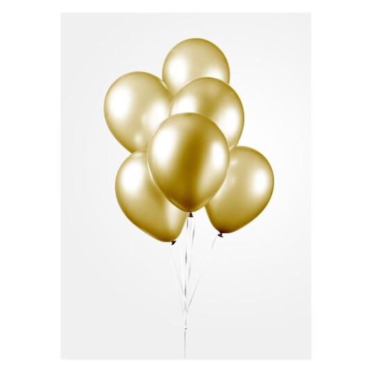 10 stk Gullfarget Metallisk Ballonger 30 cm