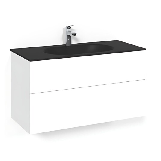Macro Design Crown Plain/push-open Servantskap 2-skuff - med Glasservant Hvit / 100cm Glass Edge Svart Macro Design Crown Plain/push-open Servantskap 2-skuff - med Glasservant Hvit / 100cm Glass Edge Svart