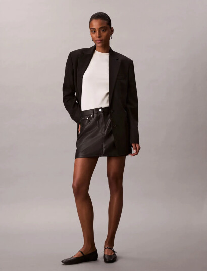Calvin Klein Jeans Faux Leather 5Pkt Mini Skirt - Black - 32