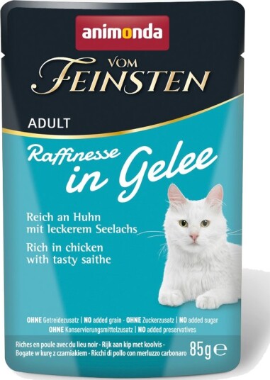 Animonda Vom Feinsten Våtfôr Adult Raffinesse I Gelé Rik På Med Lyr Kylling 48 X 85 G