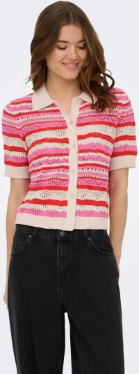 ONLY Onllula Polo S/S Cardigan Knt Noos   Red   L