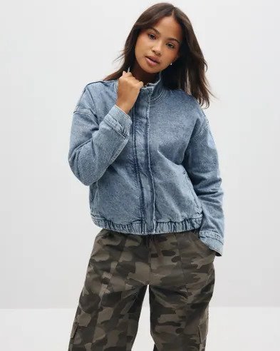 Pieces - Blå - Pcgrace Funnel Jacket Dnm D2D