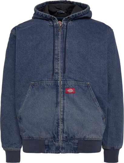 Dickies Lined Denim Hooded Bomber MID BLUE FADE WASH XL Dickies Lined Denim Hooded Bomber MID BLUE FADE WASH XL