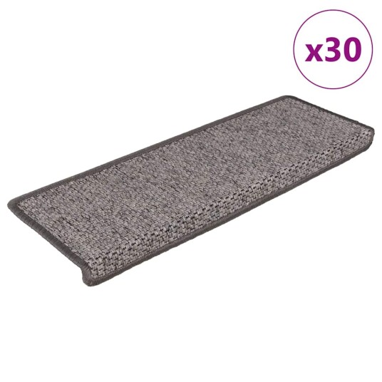  Selvklebende trappematter sisal 30 stk 65x21x4 cm grå og beige 8721288460035