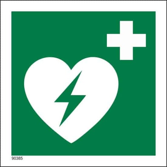 Hjertestarter skilt PVC 15x15cm