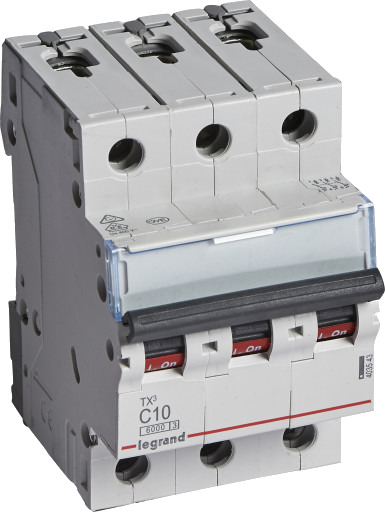 Legrand TX3 MCB automatsikring C10 3P 3M 6/6kA