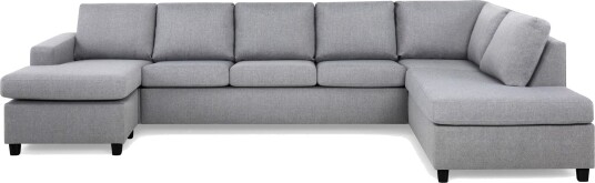 Crazy 5 seters Høyrevendt U formet X Large Sofa med Divan og Sjeselong i Stoff   Grå