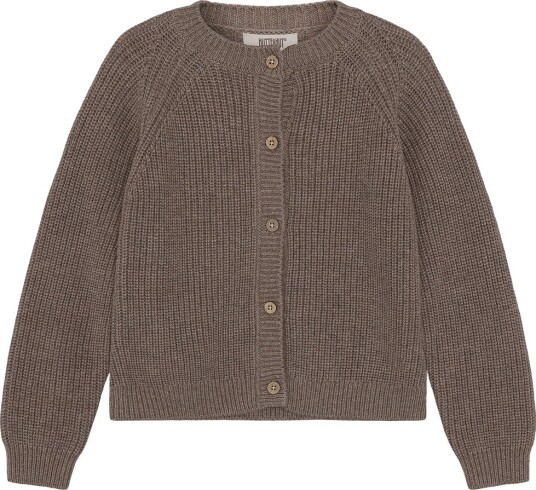 Huttelihut Cardigan Strikk/Rib Cinder Melert Huttelihut 5 år (110) Cardigan Brun