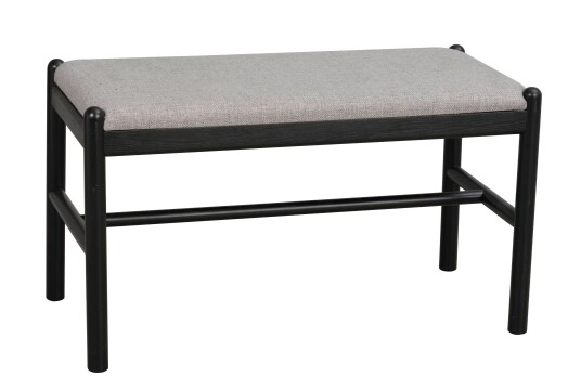 Rowico Home Milford benk Svart eik/grått stoff 80 x 40 cm Svart
