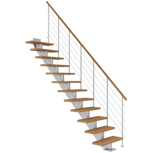 Dolle Hamburg Rett Trapp Pearl Grey-style 6-oljet Eik-75-14 - Loddrett Høyde 277 322 Cm